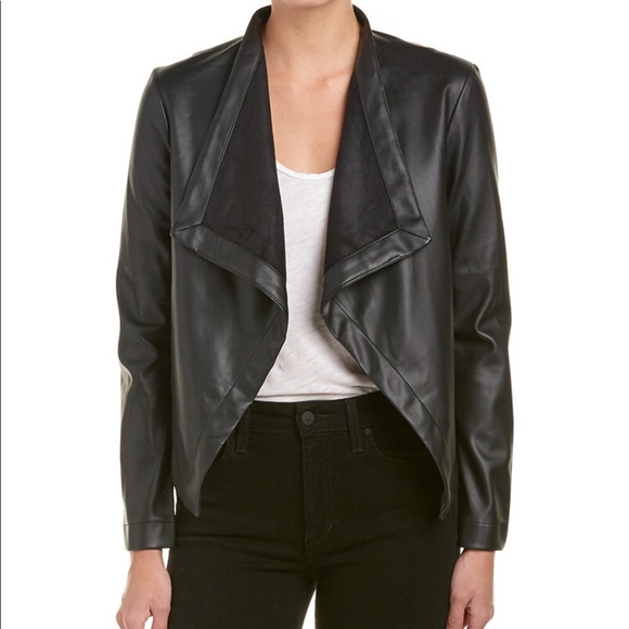 black faux leather waterfall jacket
